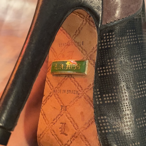 L.A.M.B Peep Toe Lace Up Booties. - Picture 8 of 8